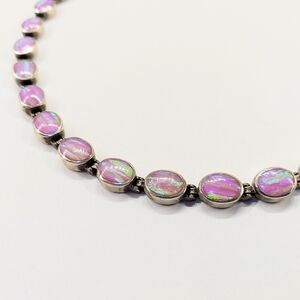 Faux Pink Opal Sterling 925 Bracelet